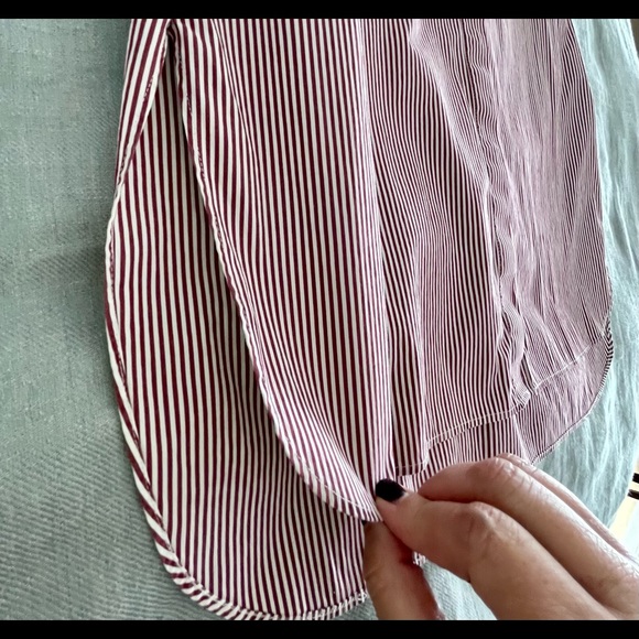 J Crew Pinstripe Tunic Side Slits Size 8 - Picture 12 of 13